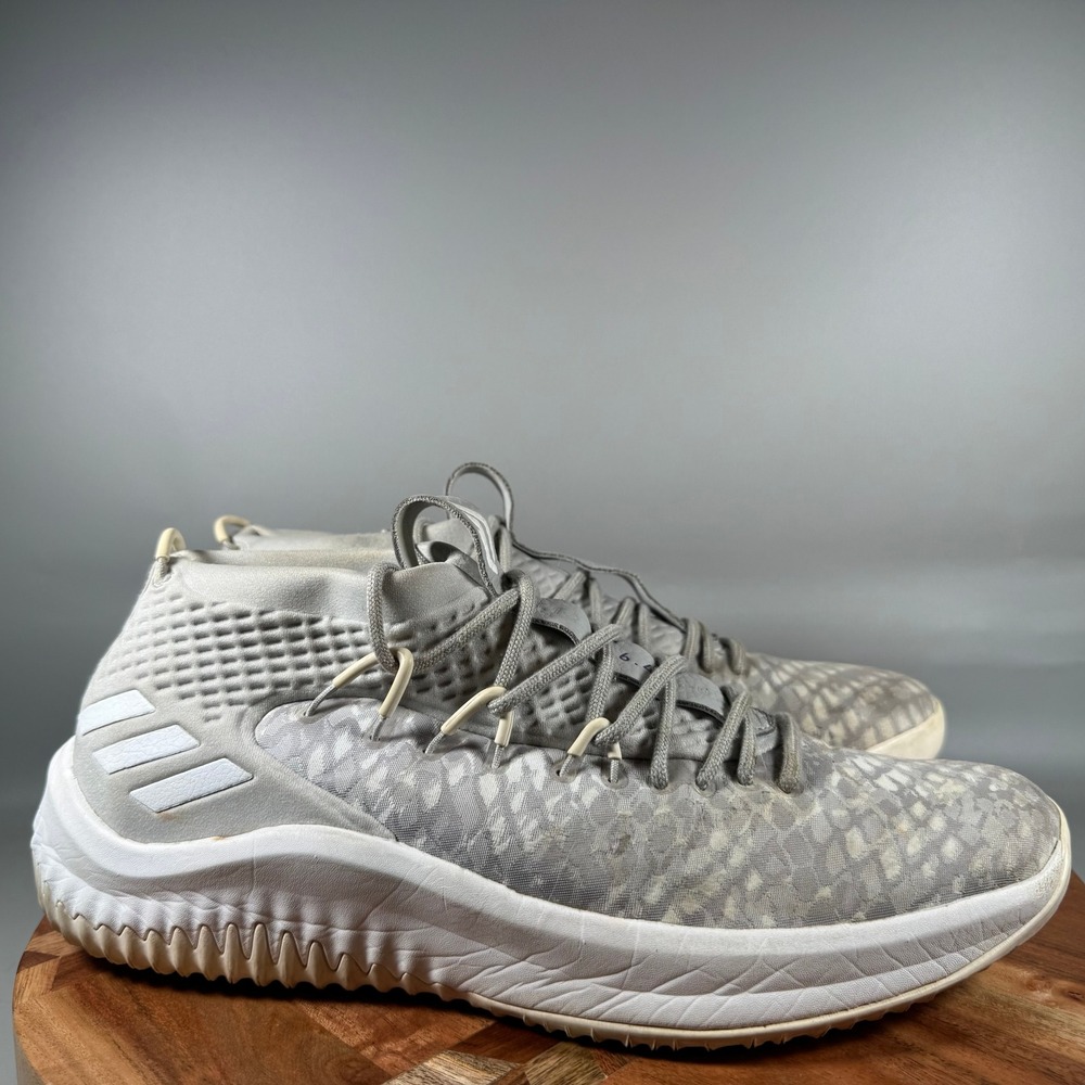 Adidas Dame 4 Basketball Shoes Mens 10.5 Grey White BY4495 Damian Lillard Shoes